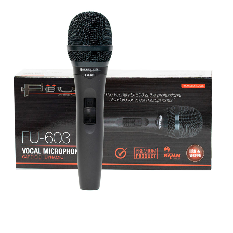 FEUR FU-603 Professional Cardioid Dynamic Vocal Microphone – Handheld, Unidirectional, XLR, Aluminum Body
