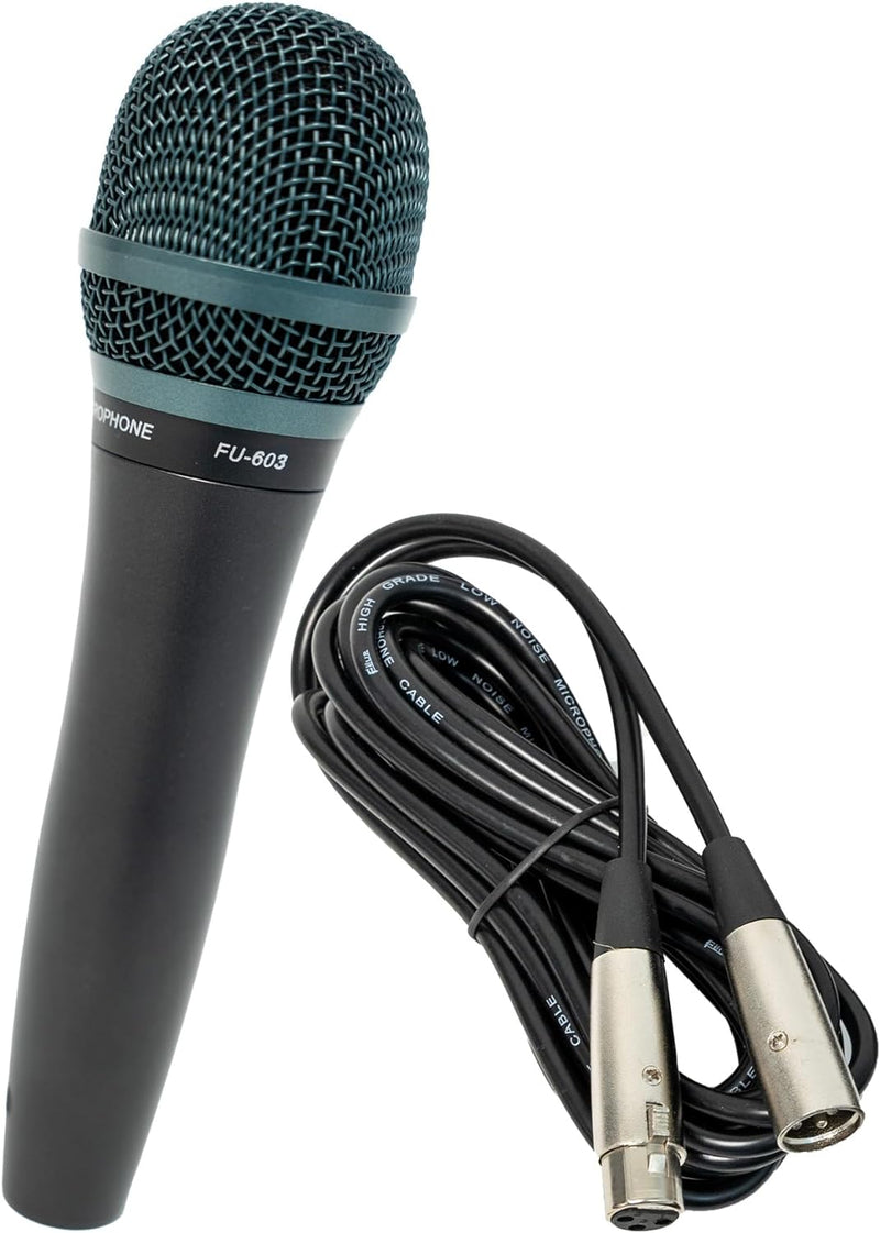 FEUR FU-603 Professional Cardioid Dynamic Vocal Microphone – Handheld, Unidirectional, XLR, Aluminum Body