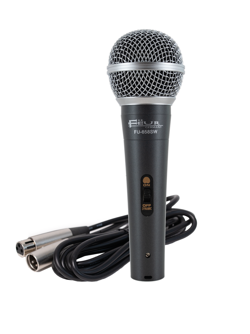 FEUR FU-658SW Professional Cardioid Dynamic Vocal Microphone – Handheld with ON/OFF Switch, XLR, Rugged Metal Body