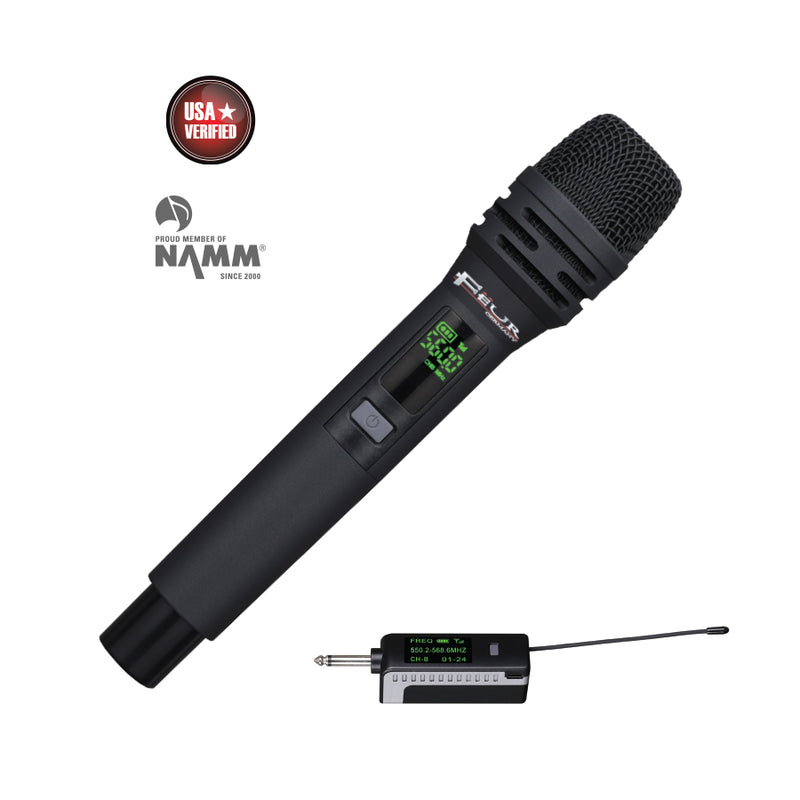 FEUR FU-WTM30-UHF Wireless Handheld Microphone – 30-Channel, Noise Suppression, Rugged Design, Long Battery Life