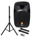 VZ-AB515-P 15” 1000W Rechargeable Portable Karaoke System with Bluetooth, Tripod Stand, and Dual Wireless Microphones