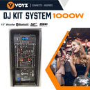 VZ-AB515-P 15” 1000W Rechargeable Portable Karaoke System with Bluetooth, Tripod Stand, and Dual Wireless Microphones