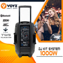 VZ-AB515-P 15” 1000W Rechargeable Portable Karaoke System with Bluetooth, Tripod Stand, and Dual Wireless Microphones